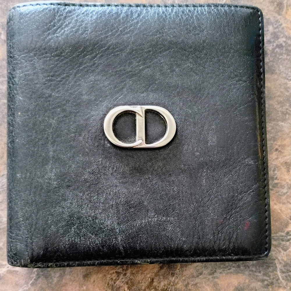 Authentic Christian Dior CD Icon Bifold Wallet – Black Grained Calfskin - Men’s